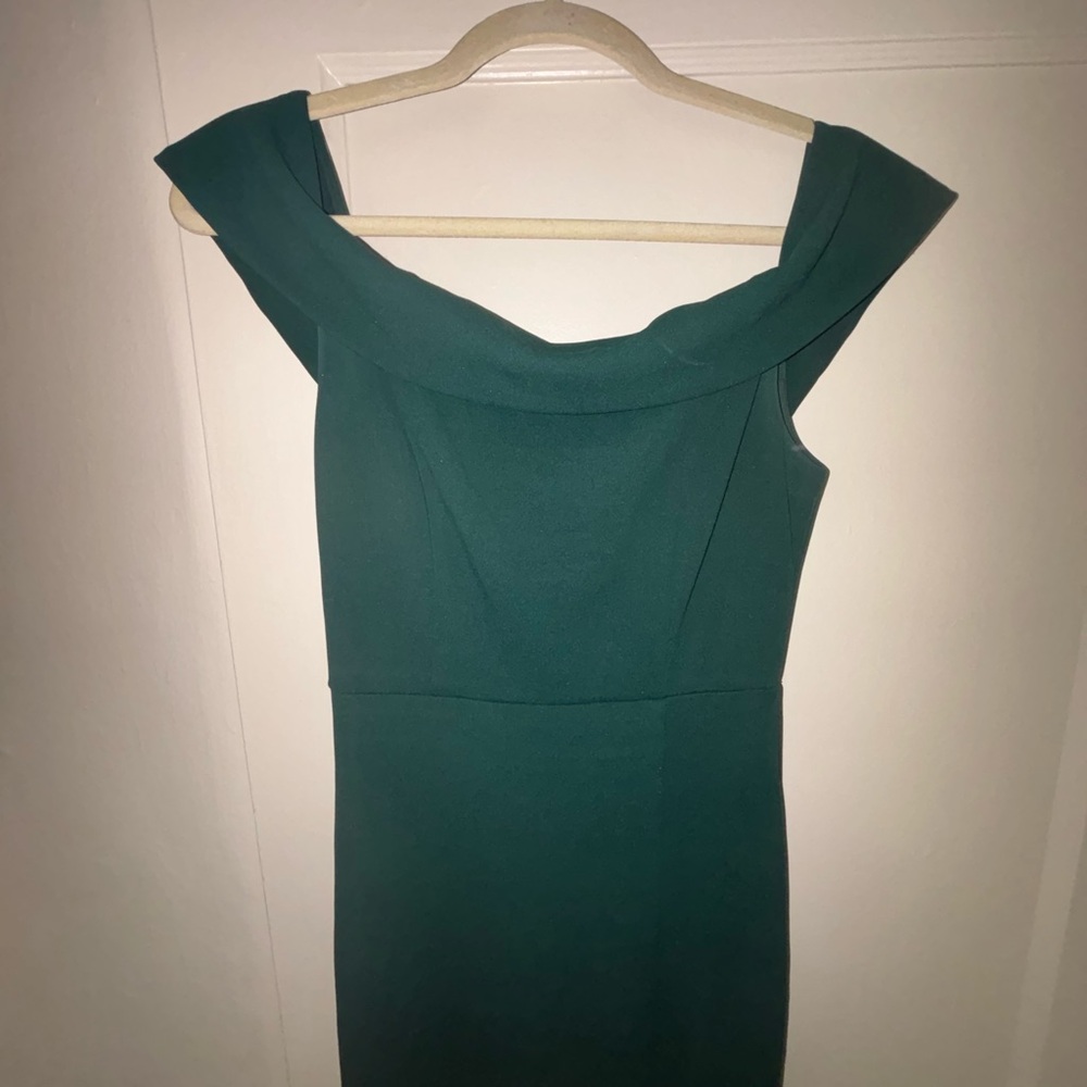 Dark green evening maxi gown perfect for weddings